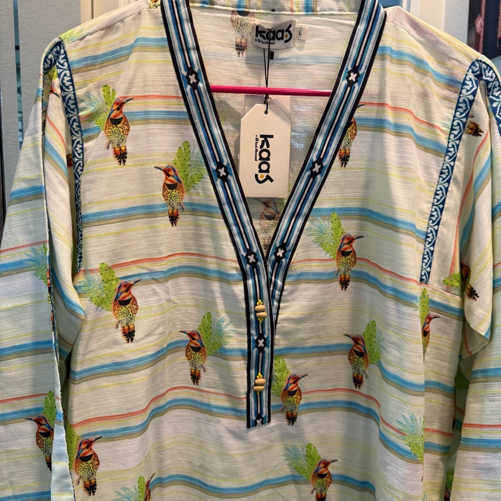 Kaas by Gul Ahmed Kurti - Size Large - Hummingbird Print - NWT - Picture 2 of 5